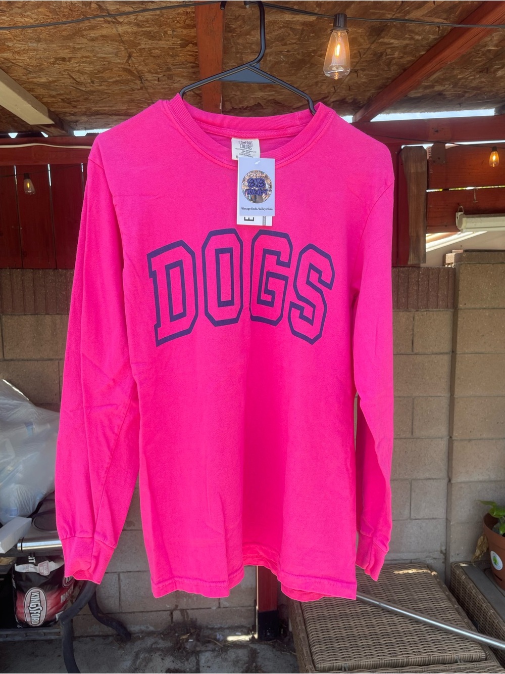 Bright Pink "DOGS" Long-Sleeve Pet Lover Shirt - Unbranded